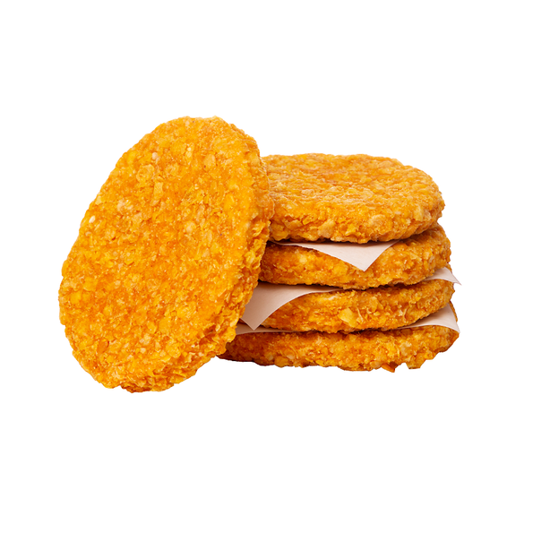 Crispy Chicken Burger, fein zerkleinertes Hähnchenfleisch, zusammengefügt, flüssig gewürzt, gegart, Halal