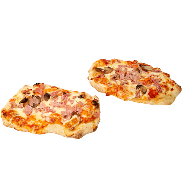 Midi Pinsa Prosciutto é Funghi, vorgebacken