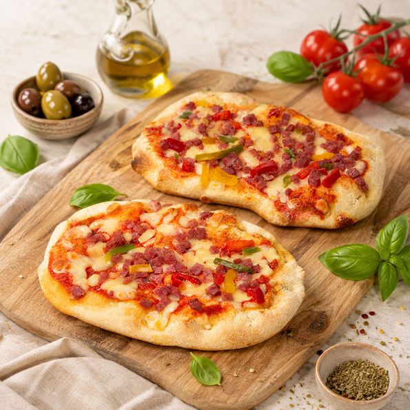 Midi Pinsa Salami Paprika, vorgebacken