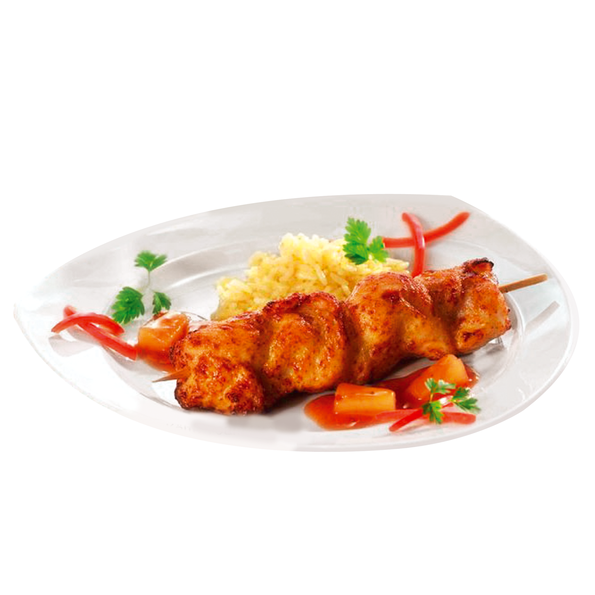 Hähnchen-Filetspieß, gegart und gebräunt, mit 5 % Flüssigwürze