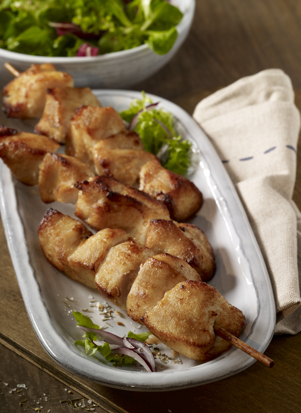 Hähnchen-Filetspieß, gegart und gebräunt