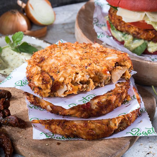 Jackfruit Burger "Mediterran" vorfrittiert, vegan