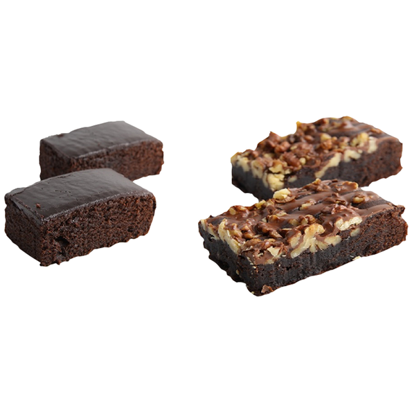 Brownie Mix Karton Brownie dunkel und Walnuss fertig gebacken