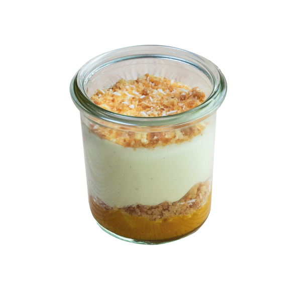 Yuzu Zitronenmousse mit Mango und Kokos