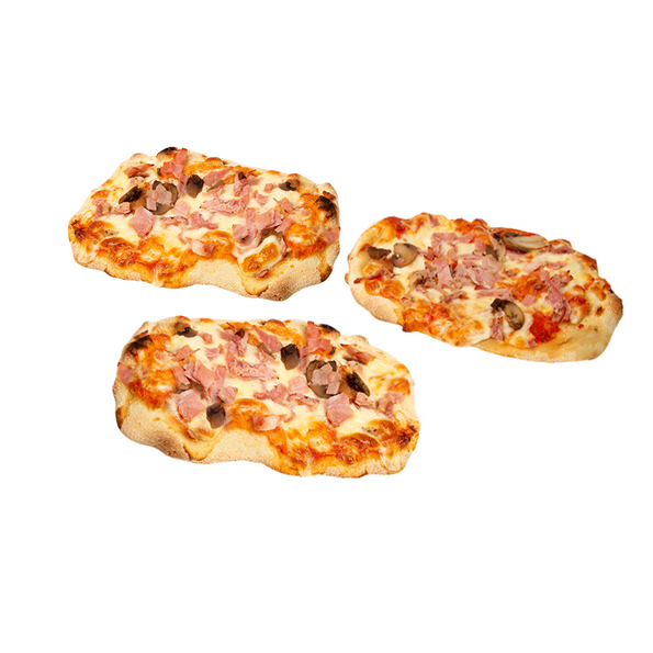 Mini Pinsa Prosciutto é Funghi, vorgebacken