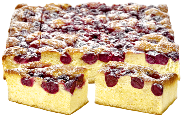 Kirsch-Sand-Blechkuchen, fertig gebacken