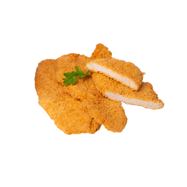 Schweineschnitzel, roh, flüssig gewürzt und paniert