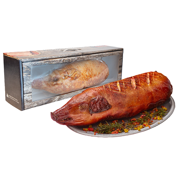 Party Grillferkel, fertig gegart, gefüllt mit gewürztem Spanferkelfleisch