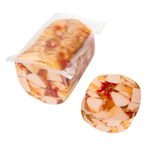 Hähnchenfleisch in Aspik mit Rindergelatine
