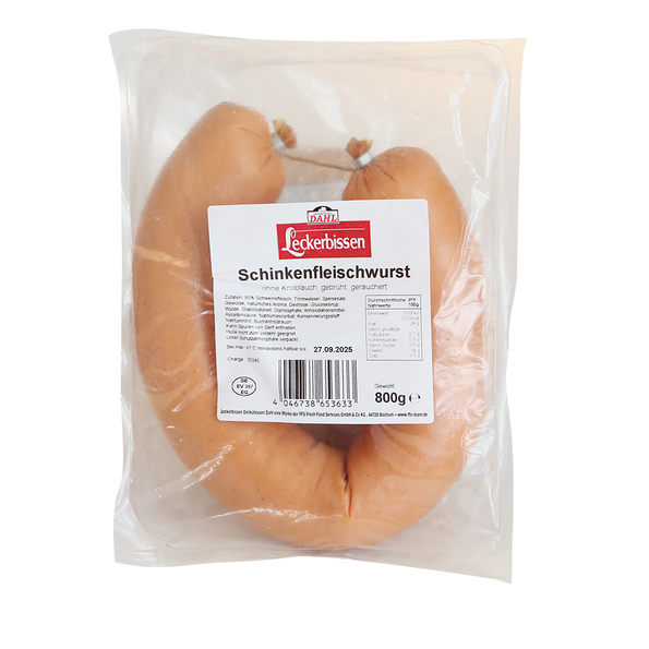 Leckerbissen Schinkenfleischwurst, gebrüht und geräuchert
