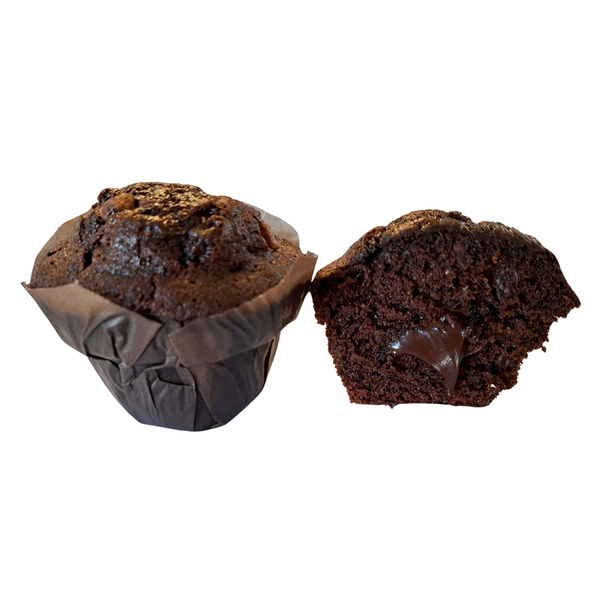 Double Chocolate Muffin mit Füllung, fertig gebacken