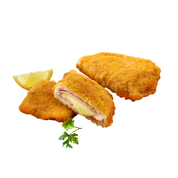 Cordon Bleu vom Schwein, flüssig gewürzt, paniert und vorgebraten
