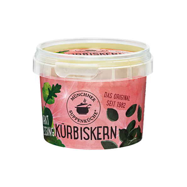 Marktdressing Kürbiskern, Salatdressing mit Kürbiskernöl und Kürbiskernen