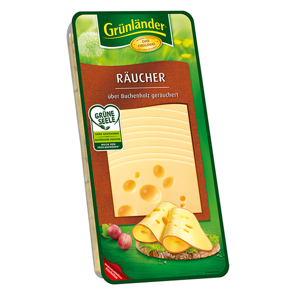 Grünländer Räucher, Schnittkäse 48 % Fett i.Tr.