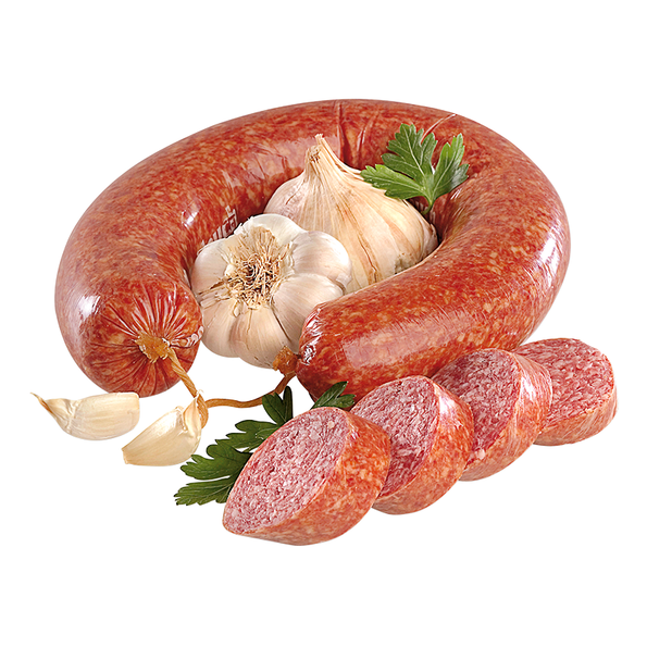 Grobe Mettwurst, mit Knoblauch