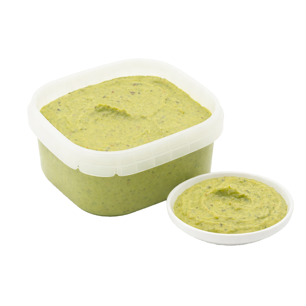 Grüne Erbsenmole, Erbsendip mit Limette, vegan