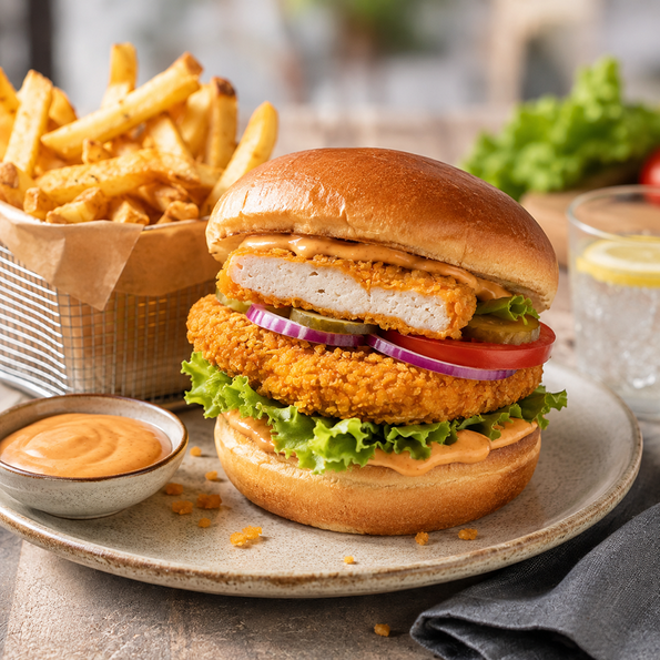 Crispy Chicken Burger in Cornflakespanade