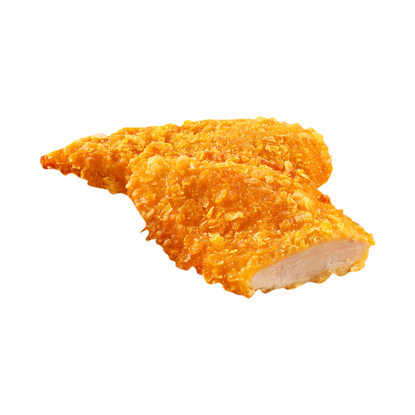 Hähnchenschnitzel mit Cornflakespanade,  gegart